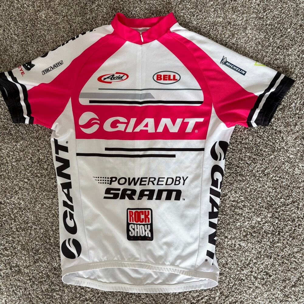 Giant SRAM RockShox Cycling Jersey Womens M Pink White MTB Racing Made in Italy